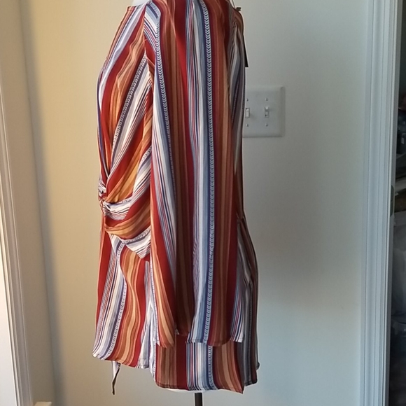 KORI BOHO Tie Detail Mocha Striped Tunic - Picture 11 of 16